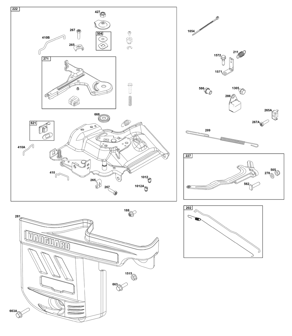 Controls Group Diagram and Parts List for 25V337-0030-F1 200000 - 399999 Briggs and Stratton Engine
